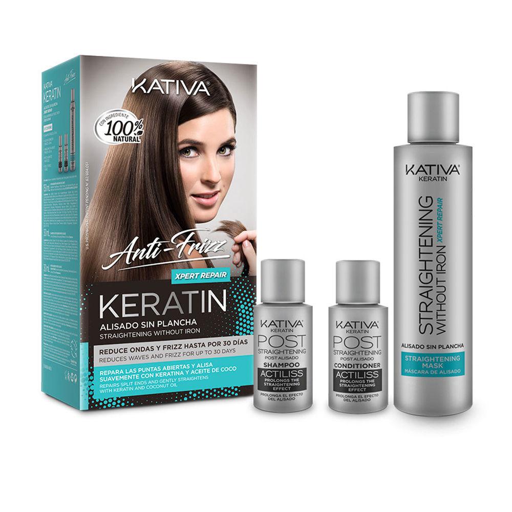 Kativa Keratin Anti-Frizz Hair Straightening Kit Iron Free Smart Smoothing