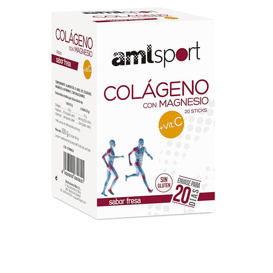 Amlsport Collagen With Magnesium Amlsport Cosmetic Supplement With Vitamin C Strawberry Flavor Healthy Skin Nutrition