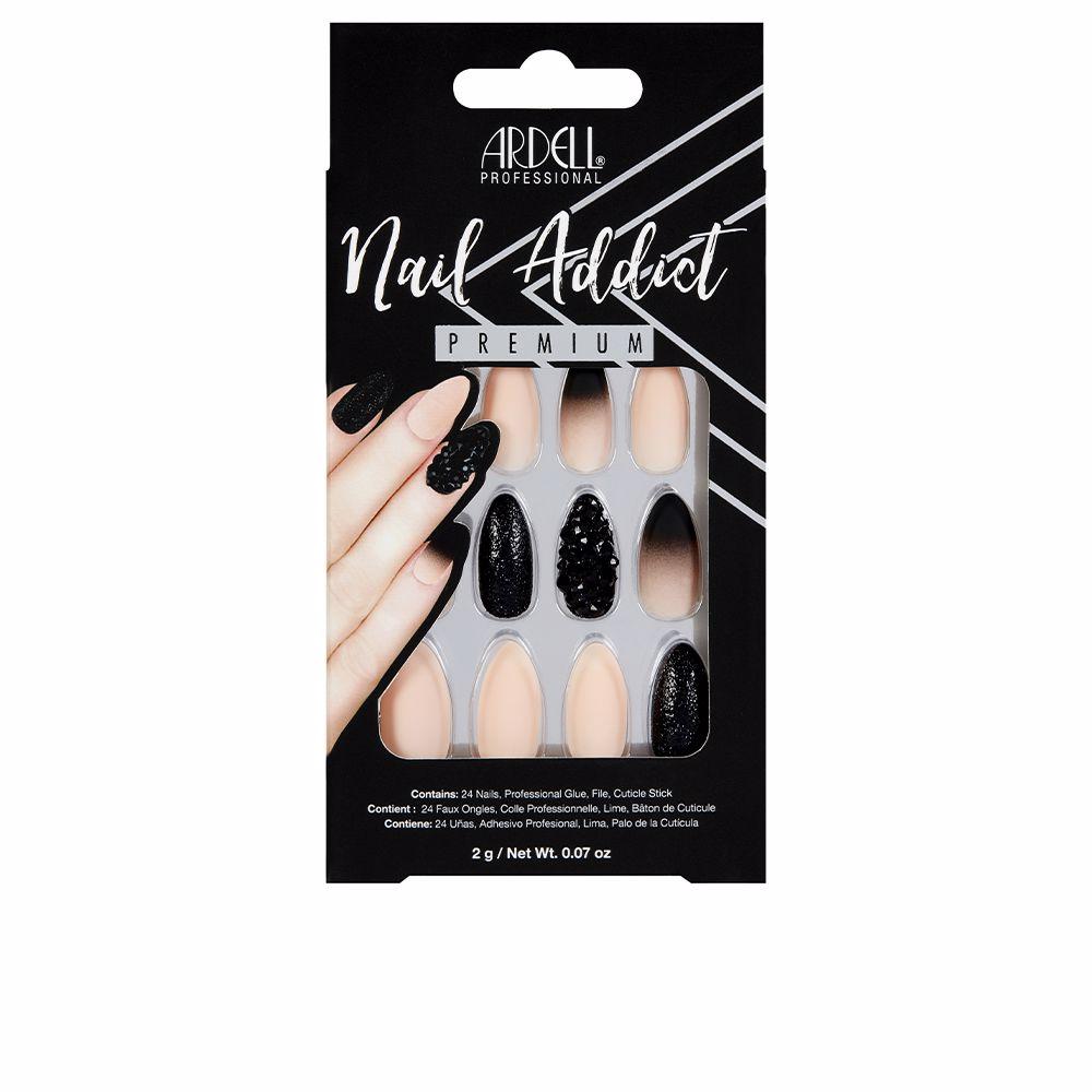 Ardell Nail Addict False Nails Black Stud And Pink Ombre Striking Look