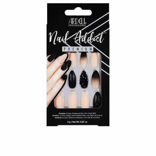Ardell Nail Addict False Nails Black Stud And Pink Ombre Striking Look