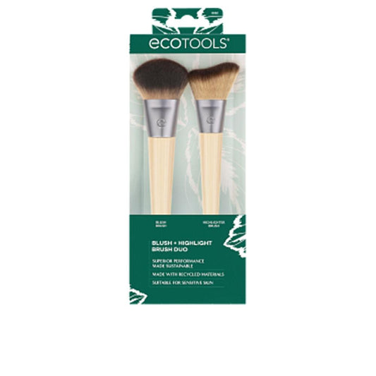 Ecotools Blush + Highlight Duo Makeup Brushes Natural Vegan Glow