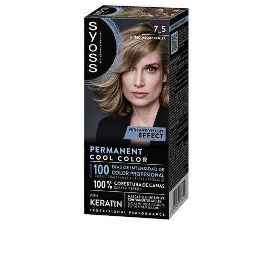 Syoss Permanent Cool Color – vopsea de păr, 1 buc. – 7.5-Rubio Medio Ceniza 1 buc.