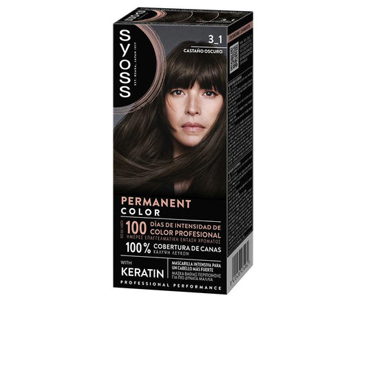 Syoss Permanent Color – vopsea de păr, 1 buc. – 3.1-Castaño Oscuro 1 buc.