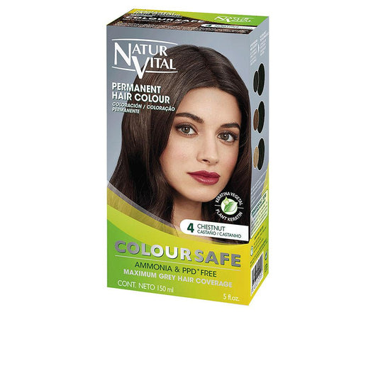 Natur Vital Coloursafe – vopsea permanentă pentru păr, 150 ml – 4-maro